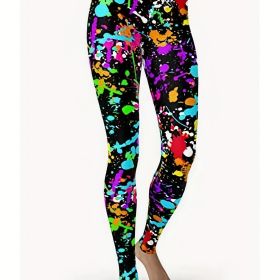 Throwing Print Butt-Lifting Sexy Yoga Pants, High Waist Slim Fit Mid-Stretch Fitness Workout Pants, Women's Activewear - Sky Blue - XXL(14)