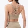 Nylon Top Women Bra Sexy Top Woman Breathable Underwear Women Fitness Yoga Sports Bra For Women Gym 22 Colors - Khaki - L
