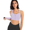 Women Sports Bras Tights Crop Top Yoga Vest Front Zipper Plus Size Adjustable Strap Shockproof Gym Fitness Athletic Brassiere - E77-5 - L