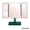 Rechargeable Foldable Makeup Mirror With LED Light 360¬∞ Adjust Wireless 1-3X Magnifying 3 Tone Light Desktop Vanity Table Mirror - white light1 - CN