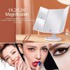 Rechargeable Foldable Makeup Mirror With LED Light 360¬∞ Adjust Wireless 1-3X Magnifying 3 Tone Light Desktop Vanity Table Mirror - white light - CN