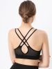 Breathable Mesh Wire-free Sports Bra, Stretchy High Impact Yoga Fitness Gym Cropped Top, Women's Activewear - Black - L