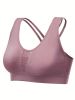 Breathable Mesh Wire-free Sports Bra, Stretchy High Impact Yoga Fitness Gym Cropped Top, Women's Activewear - Black - S