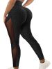 Honeycomb Mesh Contrast Leggings, Sporty Skinny High Waist Lifting Yoga Leggings, Women's Clothing - Green - L(8/10)