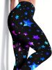 Throwing Print Butt-Lifting Sexy Yoga Pants, High Waist Slim Fit Mid-Stretch Fitness Workout Pants, Women's Activewear - Sky Blue - XXL(14)
