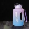 Sports Water Jug With Time Markers; Gradient Color Fitness Accessories - Black/white - 1500ml