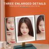 Rechargeable Foldable Makeup Mirror With LED Light 360¬∞ Adjust Wireless 1-3X Magnifying 3 Tone Light Desktop Vanity Table Mirror - white light - CN