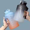 Sports Water Jug With Time Markers; Gradient Color Fitness Accessories - Black/white - 1500ml