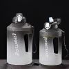 Sports Water Jug With Time Markers; Gradient Color Fitness Accessories - Black/white - 1500ml