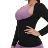 Sauna Suit For Women Sweat Body Shaper Waist Trainer Long Sleeve Zipper Shirt ( Buy A Size Up ) - L+XL