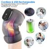 3-In-1 Heated Knee Massager Shoulder Heating Pads Elbow Brace with 3 Level Vibration and Heating Modes for Pain Stress Relief - Grey