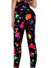 Throwing Print Butt-Lifting Sexy Yoga Pants, High Waist Slim Fit Mid-Stretch Fitness Workout Pants, Women's Activewear - Multicolor - L(8/10)