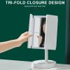 Rechargeable Foldable Makeup Mirror With LED Light 360¬∞ Adjust Wireless 1-3X Magnifying 3 Tone Light Desktop Vanity Table Mirror - white light - CN