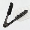 Double-Sided Hair Straightener Comb; Hairbrush Hair Comb Straightening Clamp; Hair Detangling Brush With Handle; For Hair Styling - Transparent Black