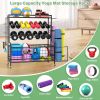 Yoga Mat Holder, Yoga Mat Storage Rack, Home Gym Storage With Hooks and Wheels ,Black - as Pic